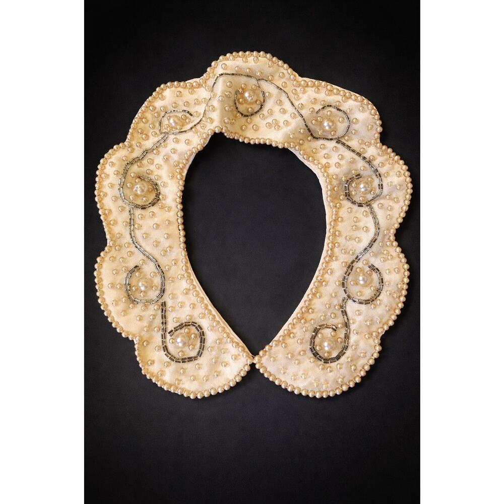 Vintage Glen‎ Tex Faux Pearl Fabric Collar Necklace Made In Japan 1950s wh04-28